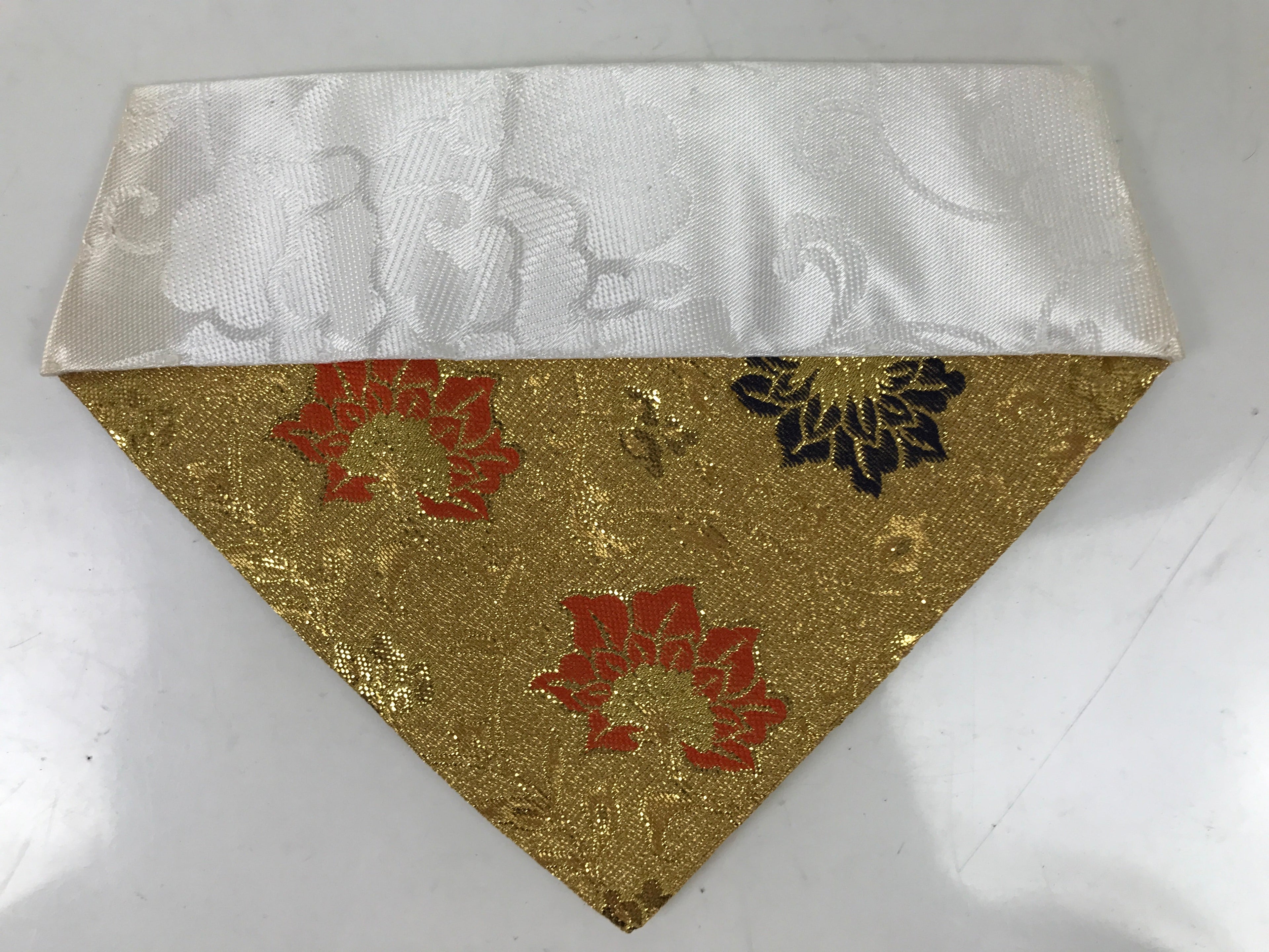 Japanese Buddhist Altar Silk Table Cloth Uchishiki Vtg Small Gold Floral UC19