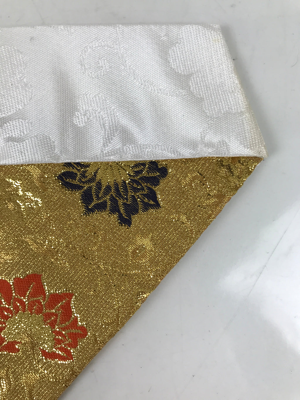 Japanese Buddhist Altar Silk Table Cloth Uchishiki Vtg Small Gold Floral UC19