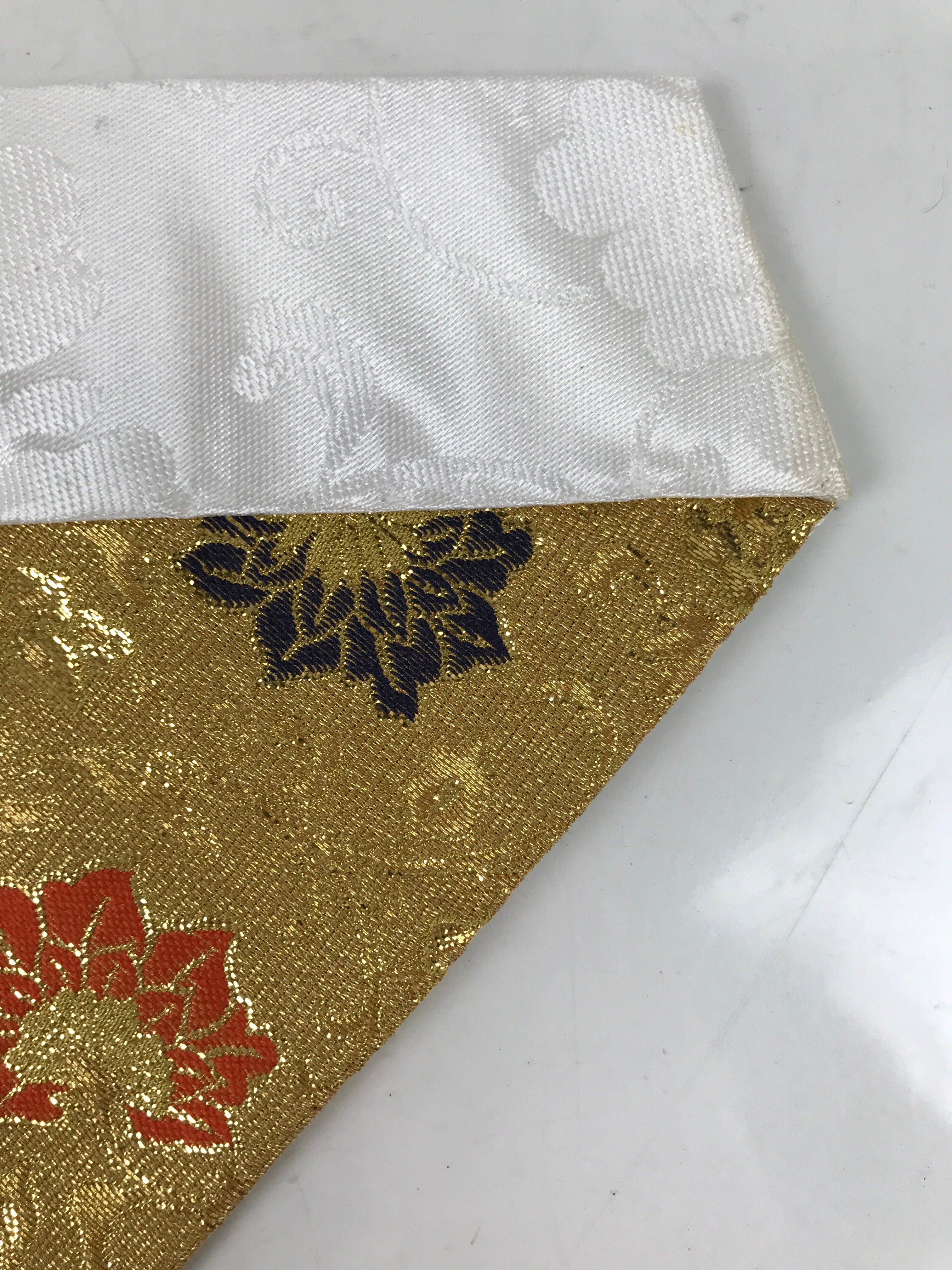 Japanese Buddhist Altar Silk Table Cloth Uchishiki Vtg Small Gold Floral UC19