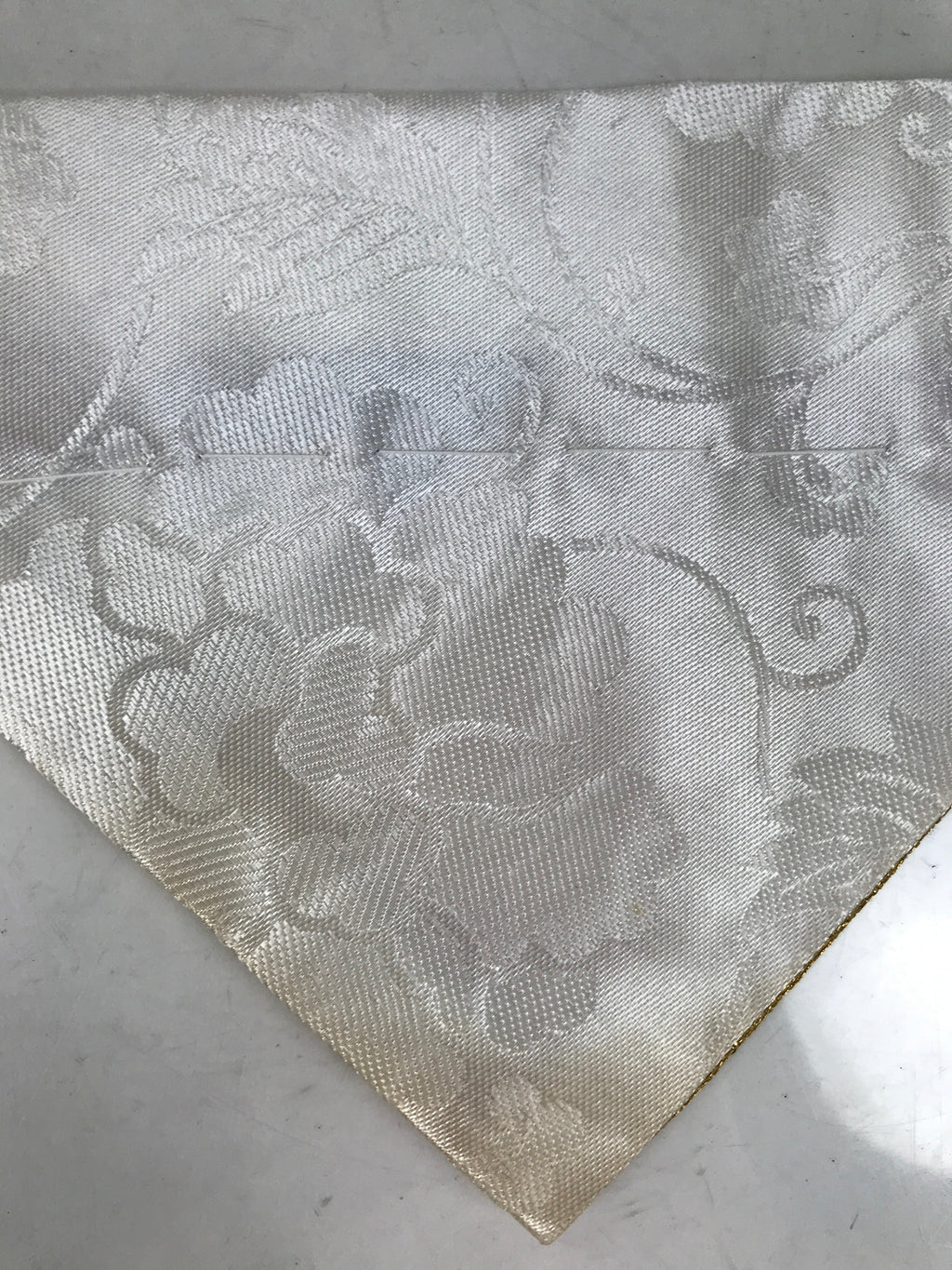 Japanese Buddhist Altar Silk Table Cloth Uchishiki Vtg Small Gold Floral UC19