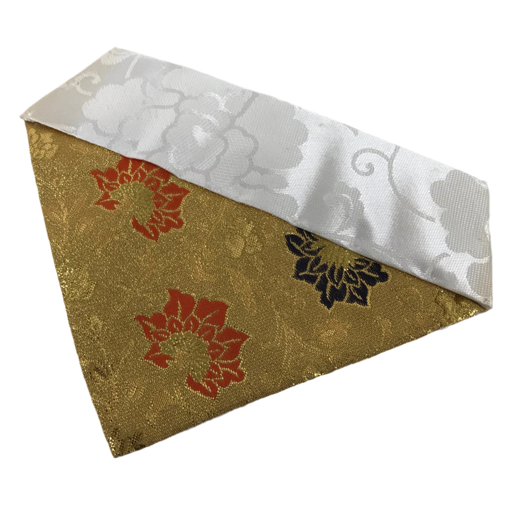 Japanese Buddhist Altar Silk Table Cloth Uchishiki Vtg Small Gold Floral UC19
