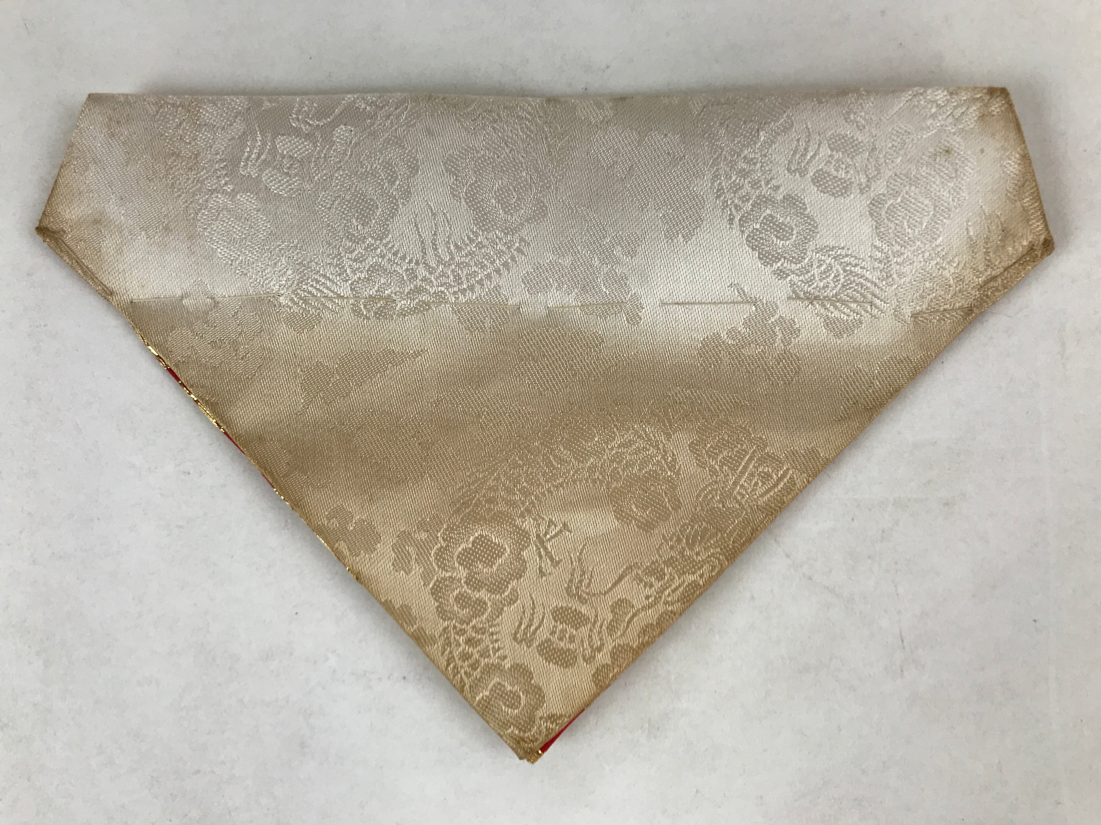 Japanese Buddhist Altar Silk Table Cloth Uchishiki Vtg Triangle Gold Red BA250