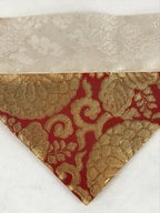 Japanese Buddhist Altar Silk Table Cloth Uchishiki Vtg Triangle Gold Red BA250