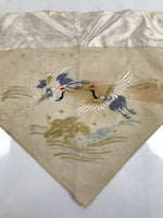 Japanese Buddhist Altar Silk Table Cloth Uchishiki Vtg White Crane Wave UC12