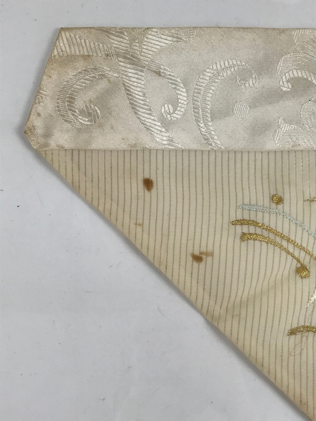 Japanese Buddhist Altar Silk Table Cloth Uchishiki Vtg White Crane Wave UC13
