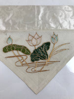 Japanese Buddhist Altar Silk Table Cloth Uchishiki Vtg White Gold Flower UC5