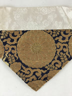 Japanese Buddhist Altar Silk Tablecloth Uchishiki Vtg Triangle Black Gold BA139
