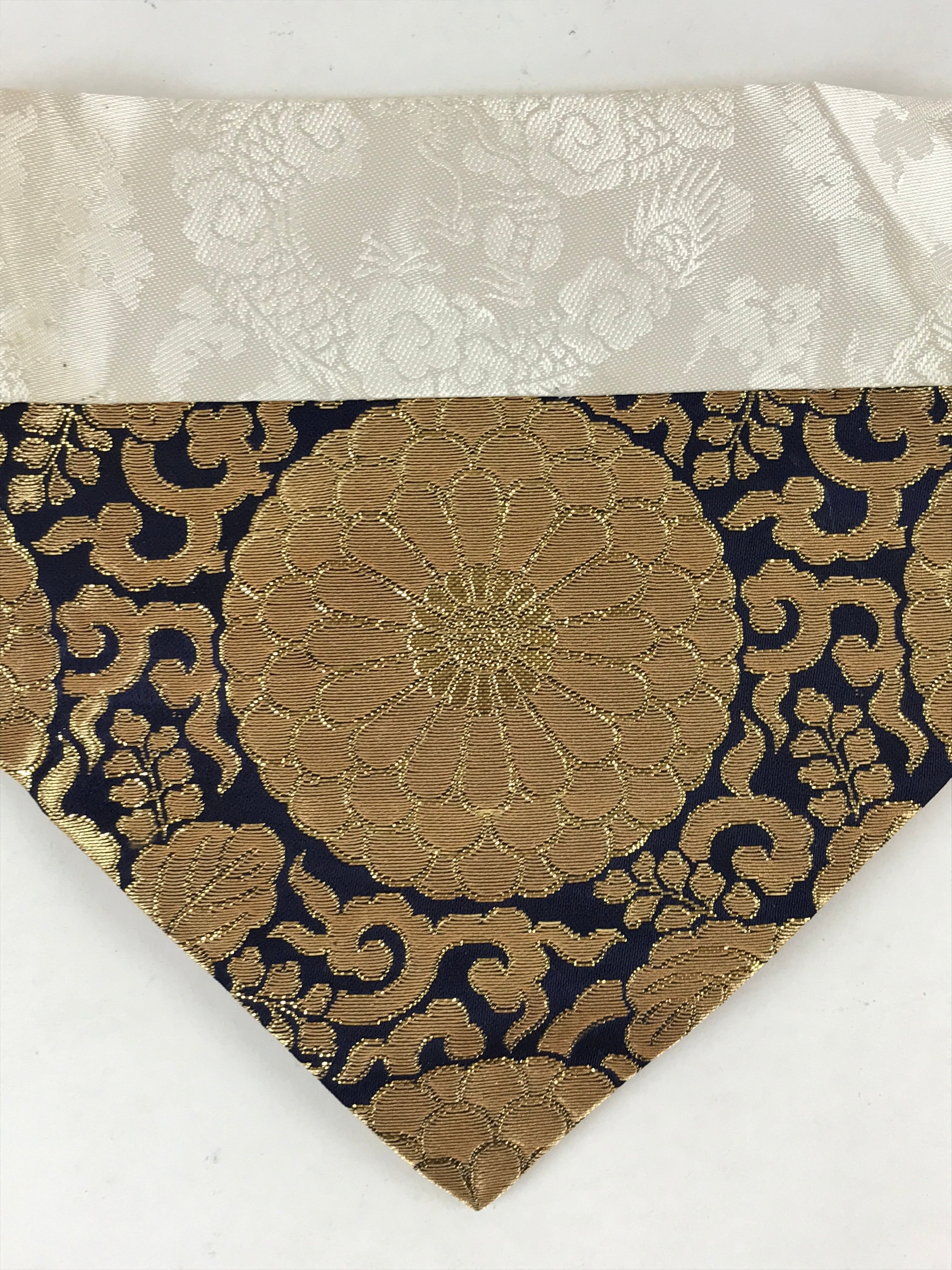 Japanese Buddhist Altar Silk Tablecloth Uchishiki Vtg Triangle Black Gold BA139