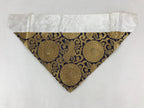 Japanese Buddhist Altar Silk Tablecloth Uchishiki Vtg Triangle Blue Gold BA96