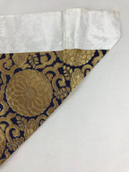 Japanese Buddhist Altar Silk Tablecloth Uchishiki Vtg Triangle Blue Gold BA96
