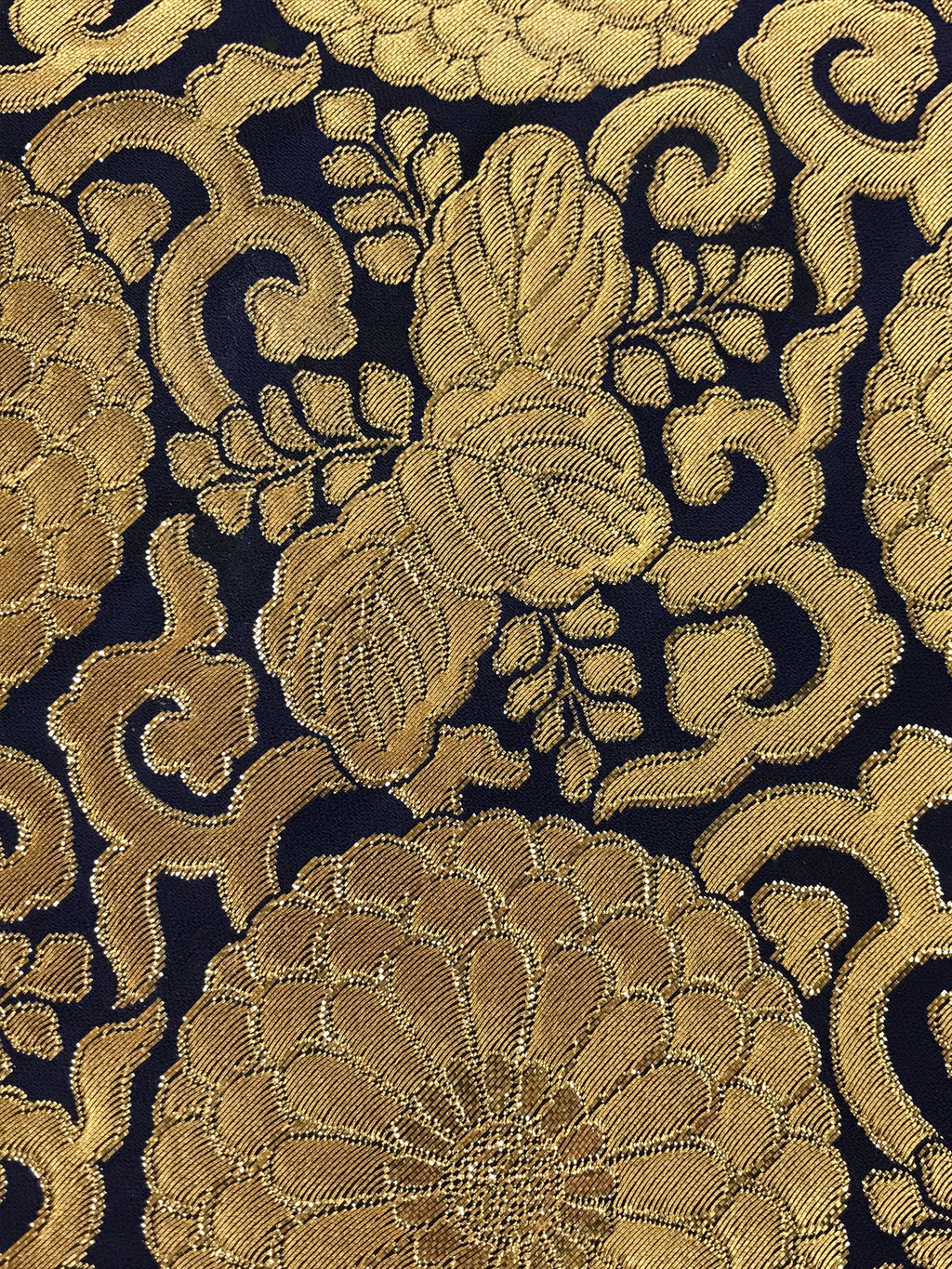 Japanese Buddhist Altar Silk Tablecloth Uchishiki Vtg Triangle Blue Gold BA96
