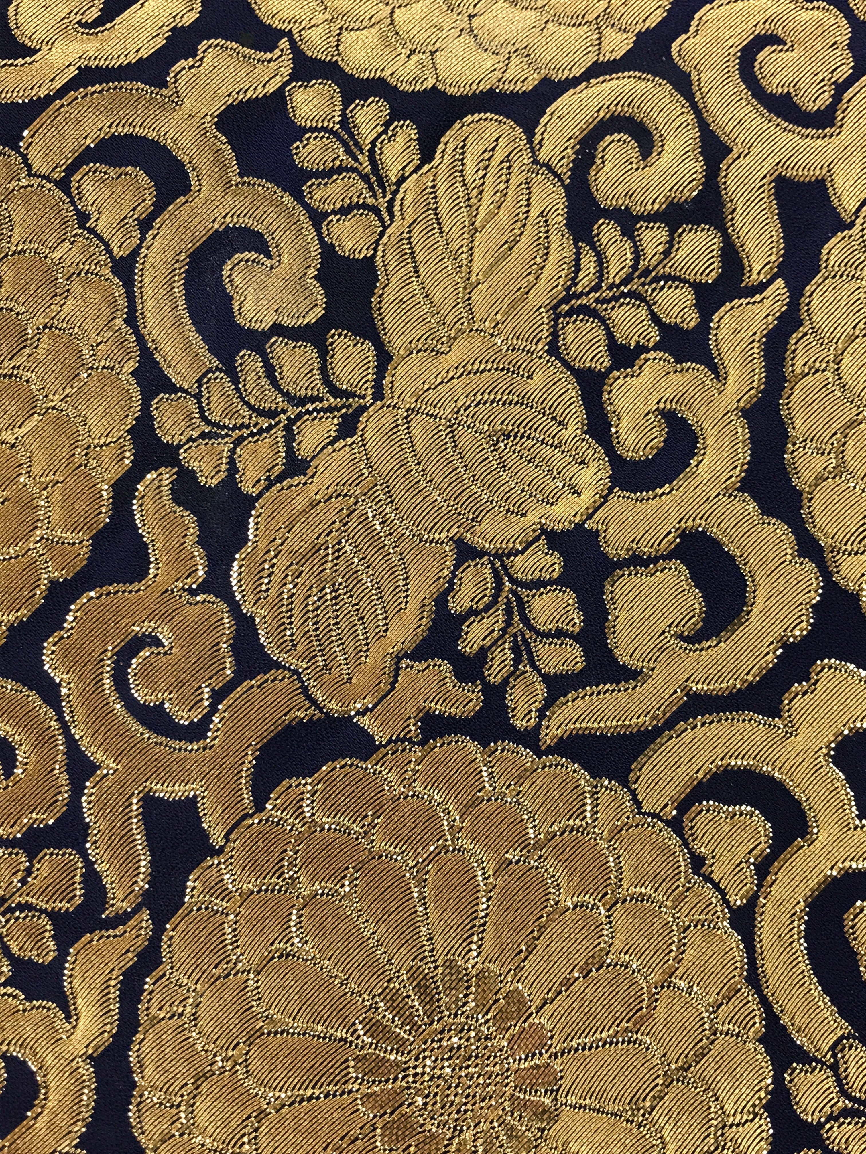 Japanese Buddhist Altar Silk Tablecloth Uchishiki Vtg Triangle Blue Gold BA96