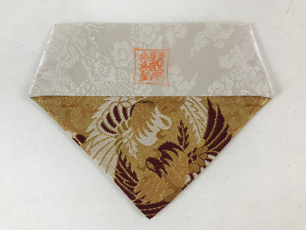 Japanese Buddhist Altar Silk Tablecloth Uchishiki Vtg Triangle Brown Gold BA136