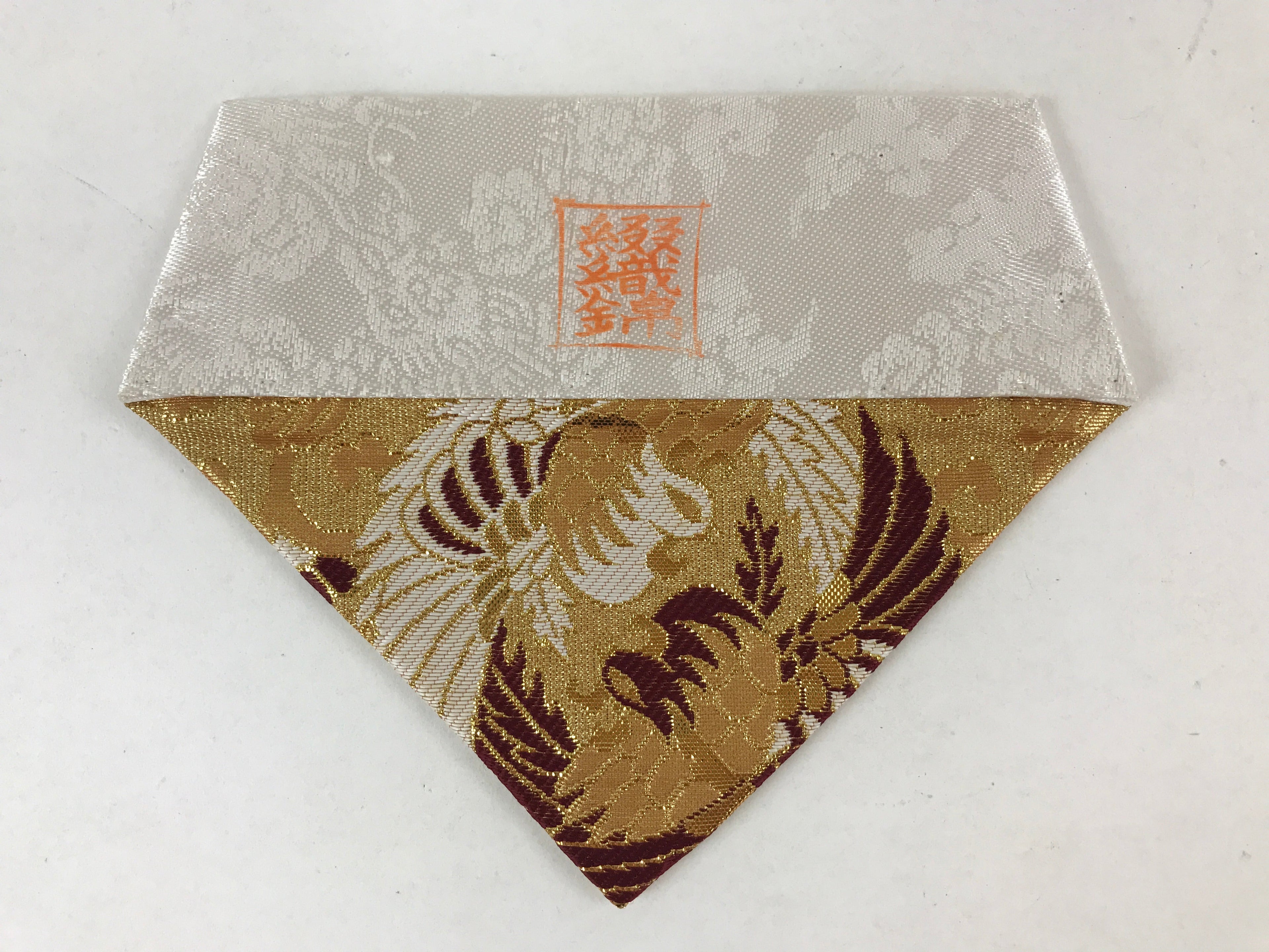 Japanese Buddhist Altar Silk Tablecloth Uchishiki Vtg Triangle Brown Gold BA136