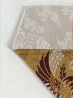 Japanese Buddhist Altar Silk Tablecloth Uchishiki Vtg Triangle Brown Gold BA136