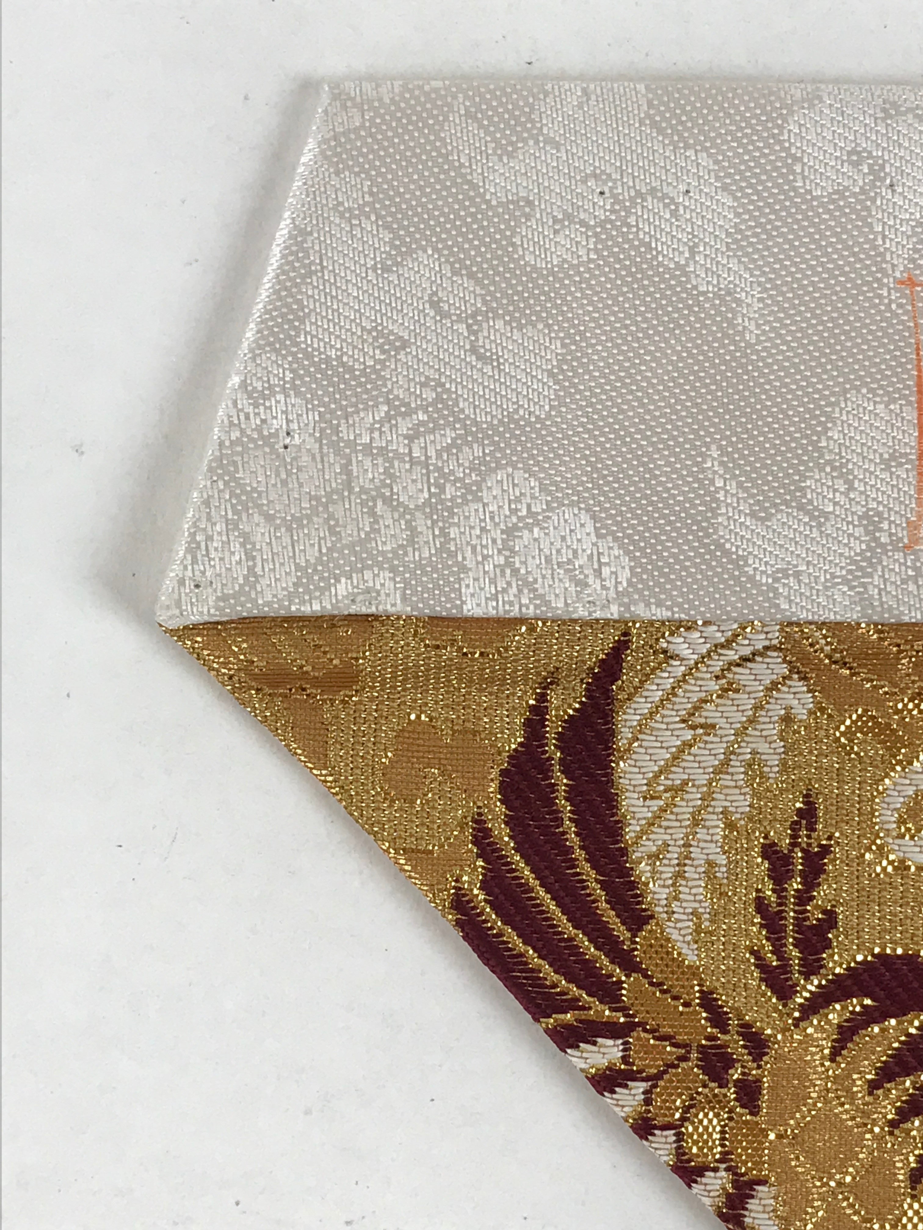 Japanese Buddhist Altar Silk Tablecloth Uchishiki Vtg Triangle Brown Gold BA136