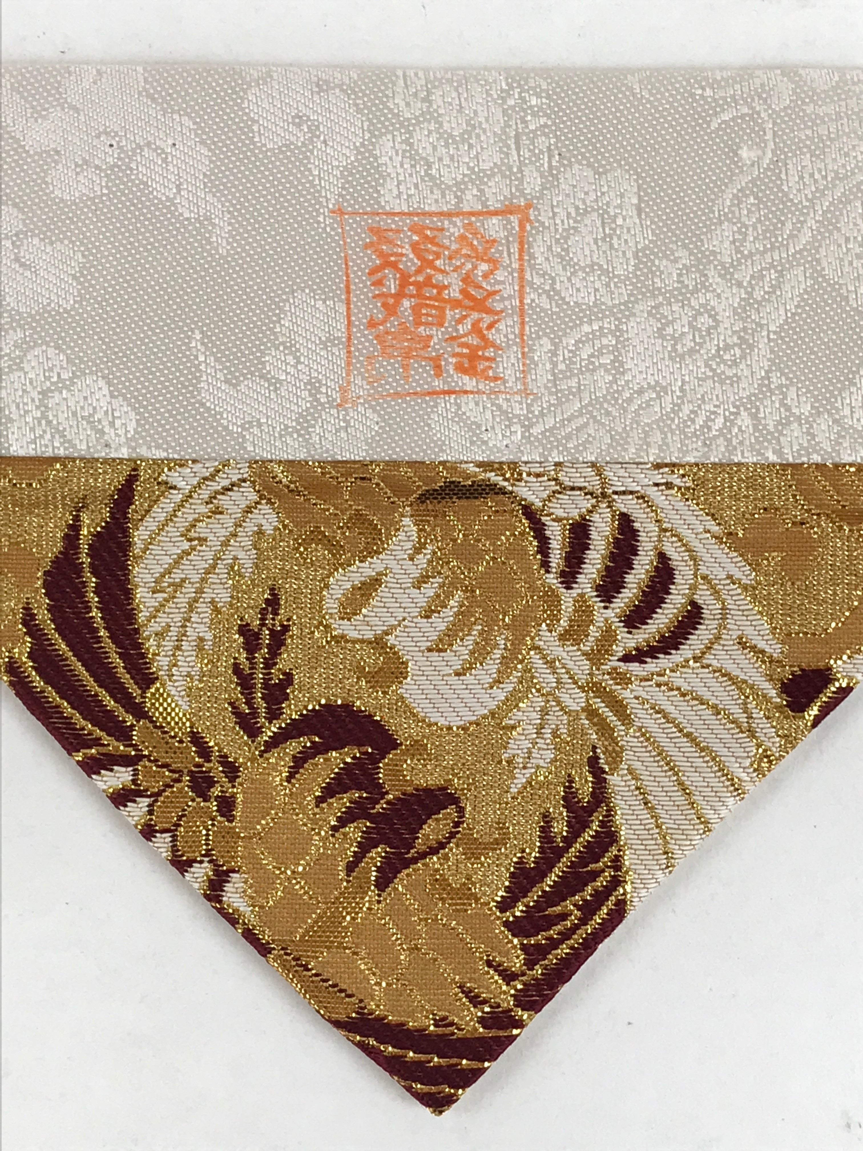 Japanese Buddhist Altar Silk Tablecloth Uchishiki Vtg Triangle Brown Gold BA136