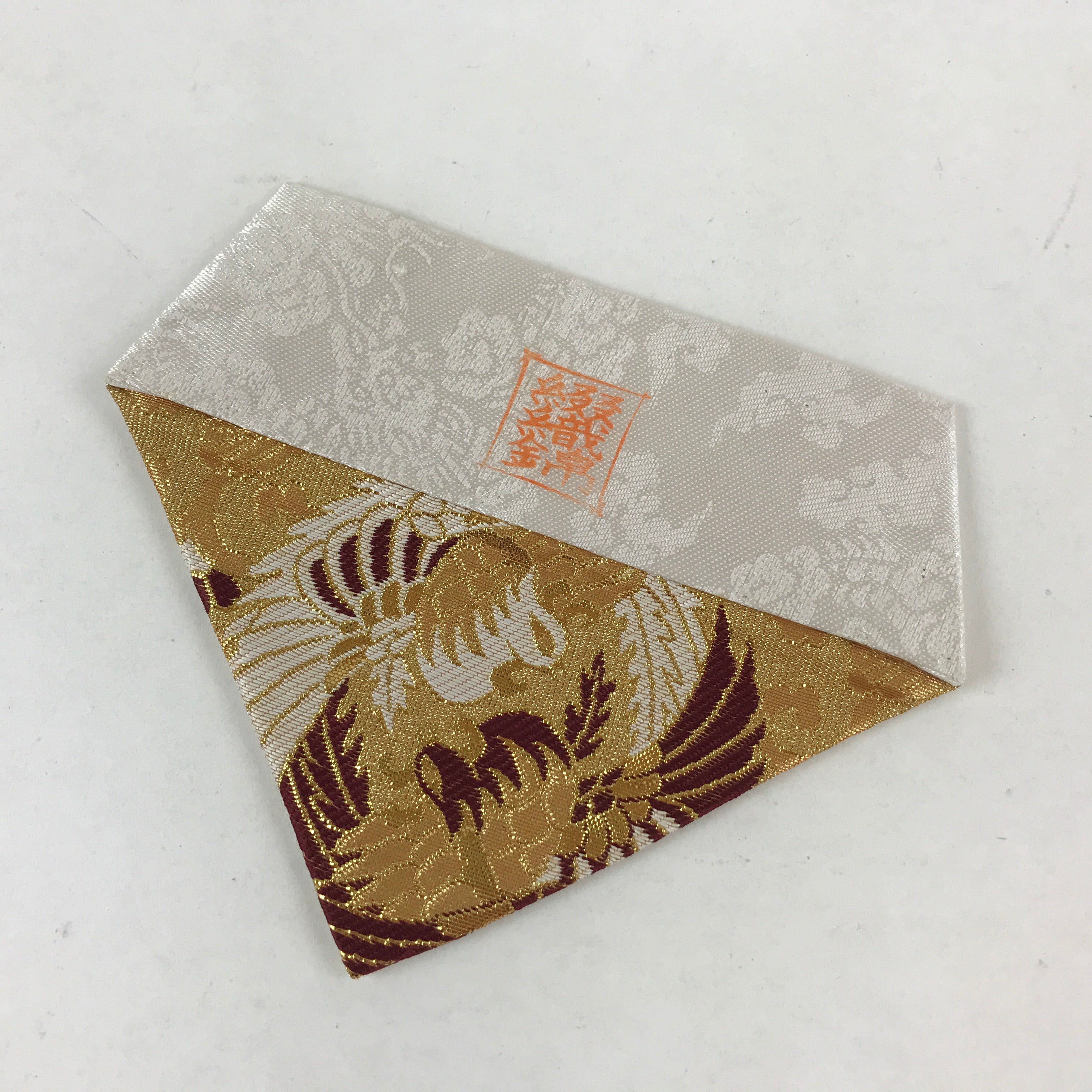 Japanese Buddhist Altar Silk Tablecloth Uchishiki Vtg Triangle Brown Gold BA136