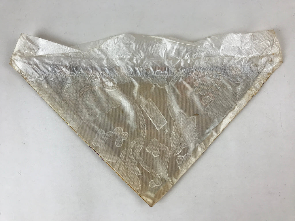 Japanese Buddhist Altar Silk Tablecloth Uchishiki Vtg Triangle Gold Floral BA141
