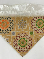 Japanese Buddhist Altar Silk Tablecloth Uchishiki Vtg Triangle Gold Floral BA141