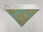 Japanese Buddhist Altar Silk Tablecloth Uchishiki Vtg Triangle Gold Green BA95