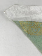 Japanese Buddhist Altar Silk Tablecloth Uchishiki Vtg Triangle Gold Green BA95
