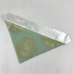 Japanese Buddhist Altar Silk Tablecloth Uchishiki Vtg Triangle Gold Green BA95