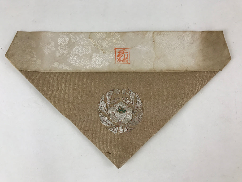 Japanese Buddhist Altar Silk Tablecloth Uchishiki Vtg Triangle Gold Silver BA140
