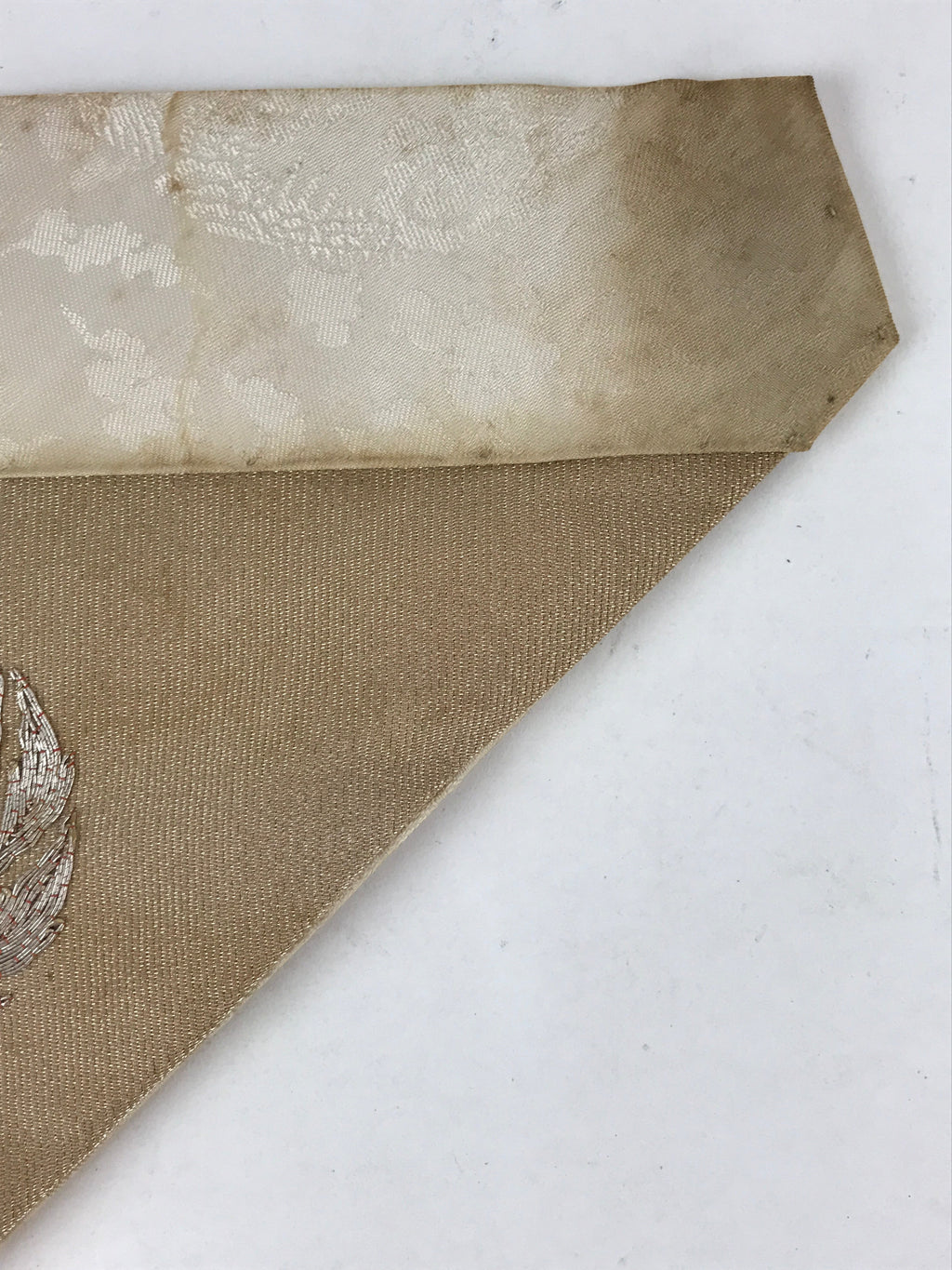 Japanese Buddhist Altar Silk Tablecloth Uchishiki Vtg Triangle Gold Silver BA140