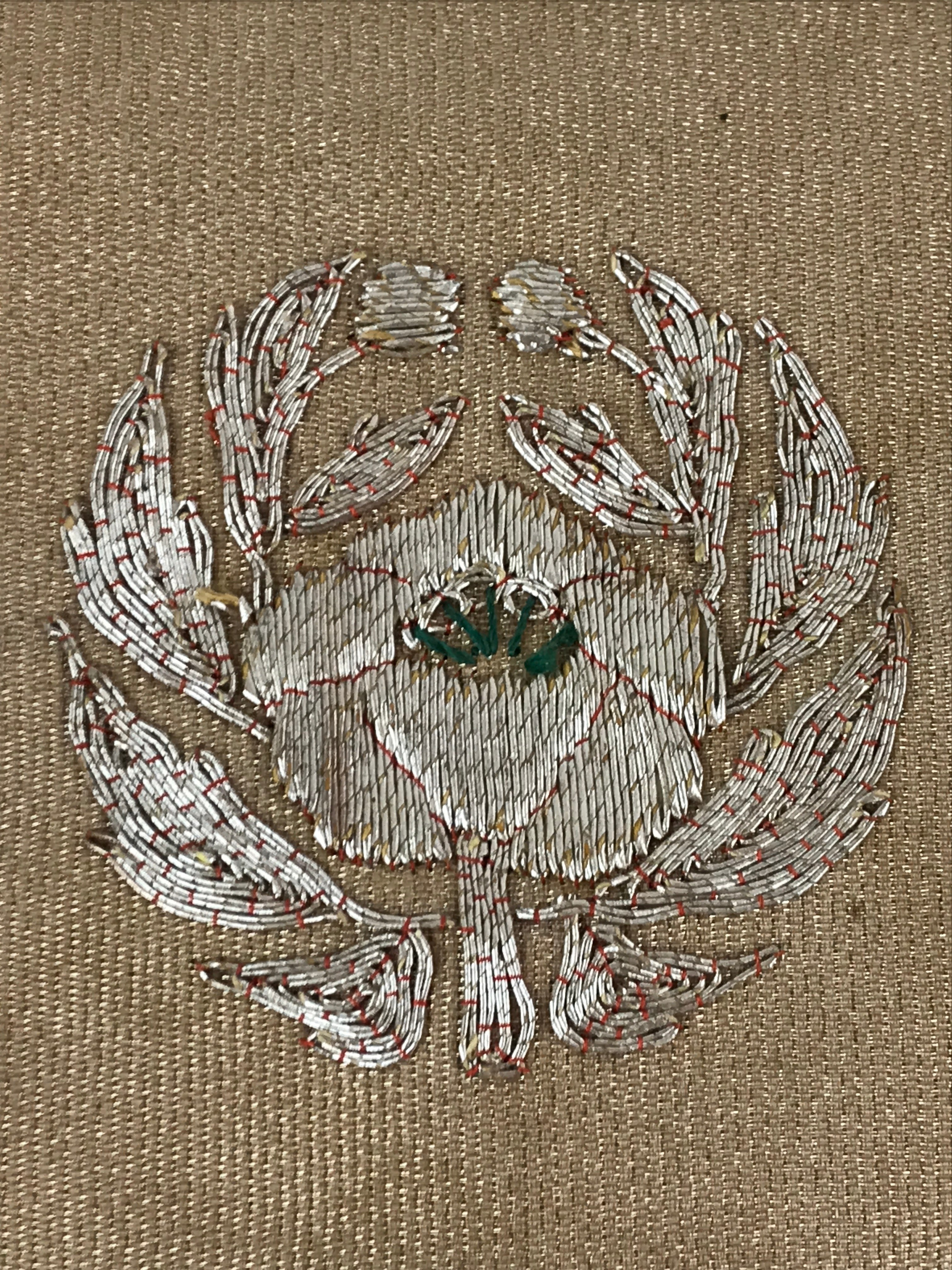 Japanese Buddhist Altar Silk Tablecloth Uchishiki Vtg Triangle Gold Silver BA140