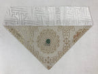 Japanese Buddhist Altar Silk Tablecloth Uchishiki Vtg Triangle Gray Gold BA138
