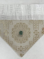 Japanese Buddhist Altar Silk Tablecloth Uchishiki Vtg Triangle Gray Gold BA138