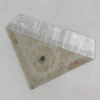 Japanese Buddhist Altar Silk Tablecloth Uchishiki Vtg Triangle Gray Gold BA138