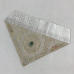 Japanese Buddhist Altar Silk Tablecloth Uchishiki Vtg Triangle Gray Gold BA138