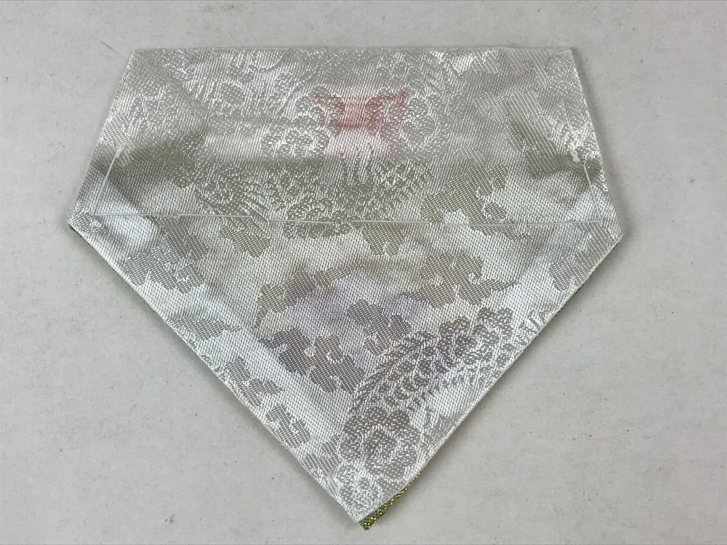 Japanese Buddhist Altar Silk Tablecloth Uchishiki Vtg Triangle Green Gold BA137