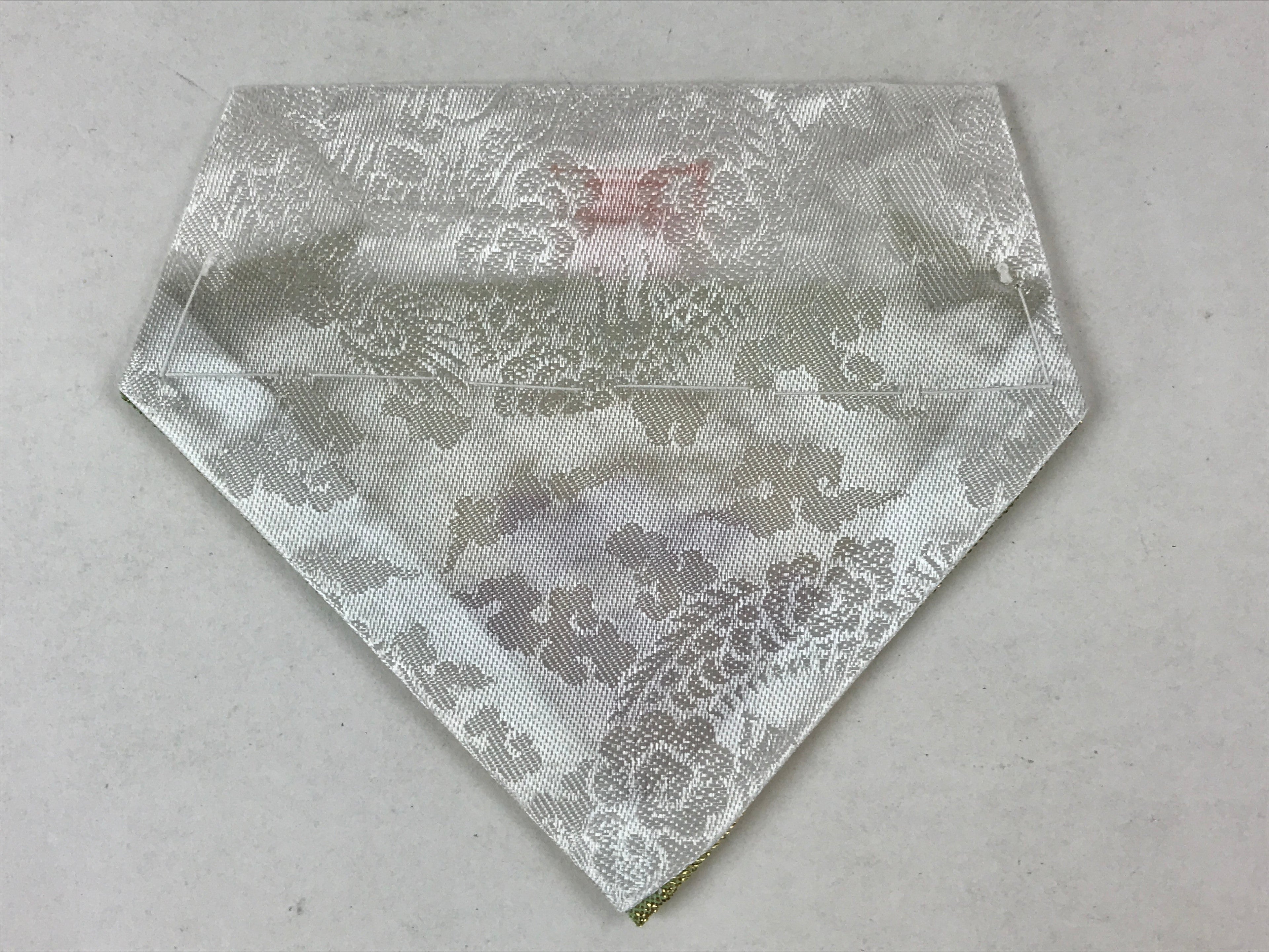Japanese Buddhist Altar Silk Tablecloth Uchishiki Vtg Triangle Green Gold BA137