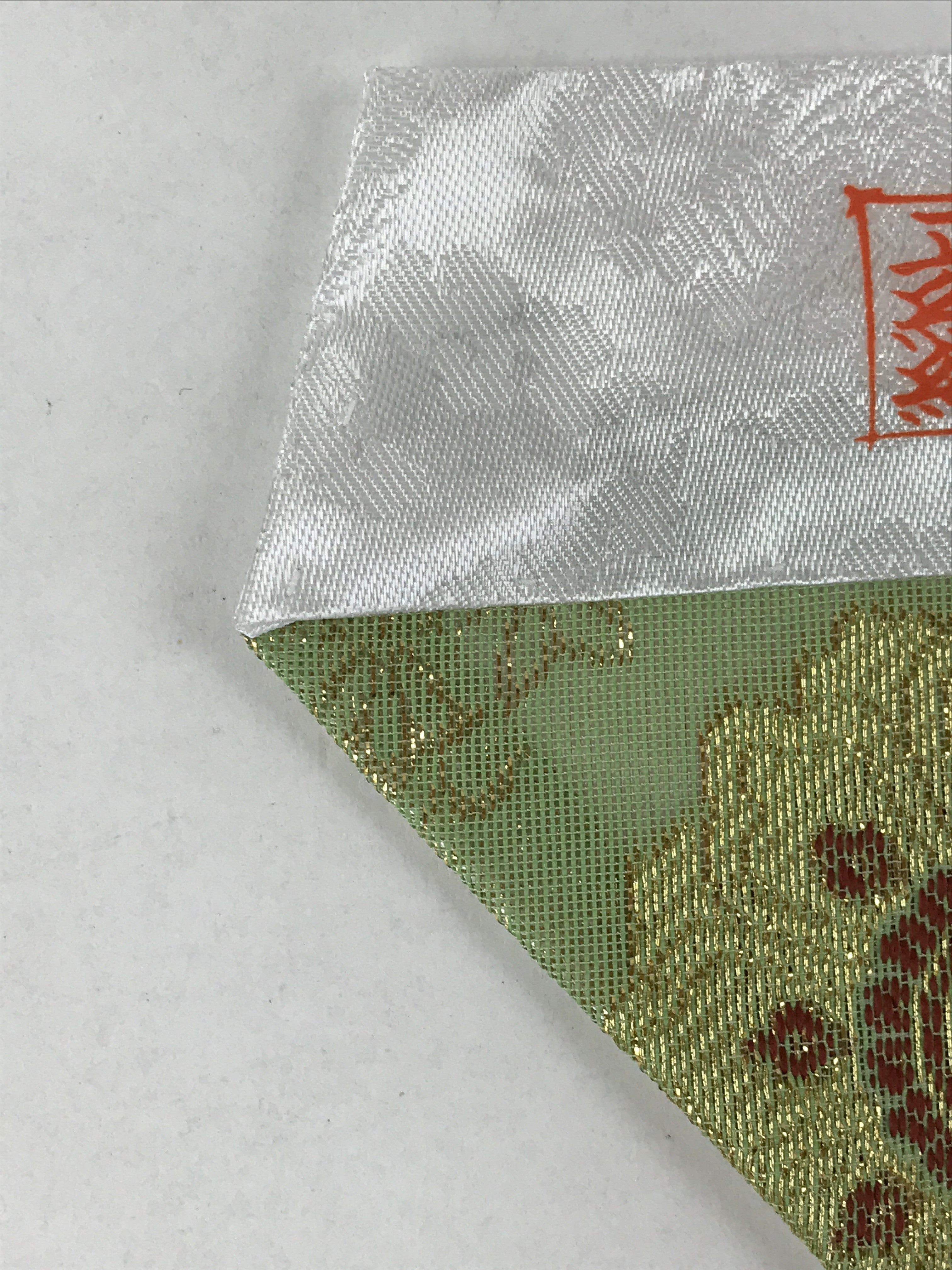 Japanese Buddhist Altar Silk Tablecloth Uchishiki Vtg Triangle Green Gold BA137