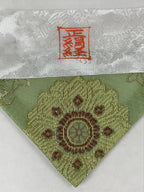 Japanese Buddhist Altar Silk Tablecloth Uchishiki Vtg Triangle Green Gold BA137