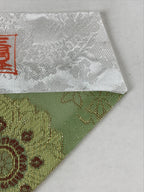 Japanese Buddhist Altar Silk Tablecloth Uchishiki Vtg Triangle Green Gold BA137