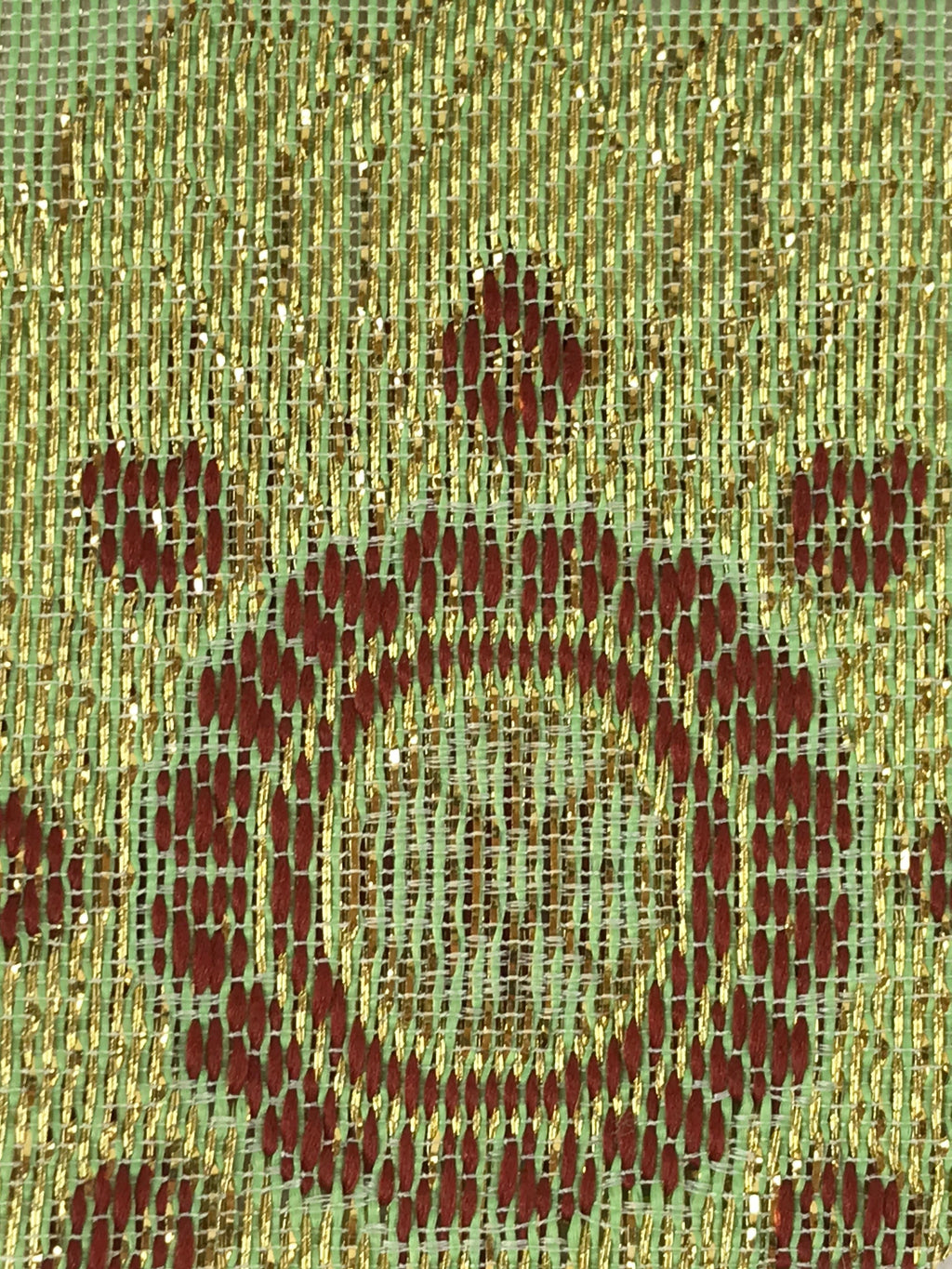 Japanese Buddhist Altar Silk Tablecloth Uchishiki Vtg Triangle Green Gold BA137