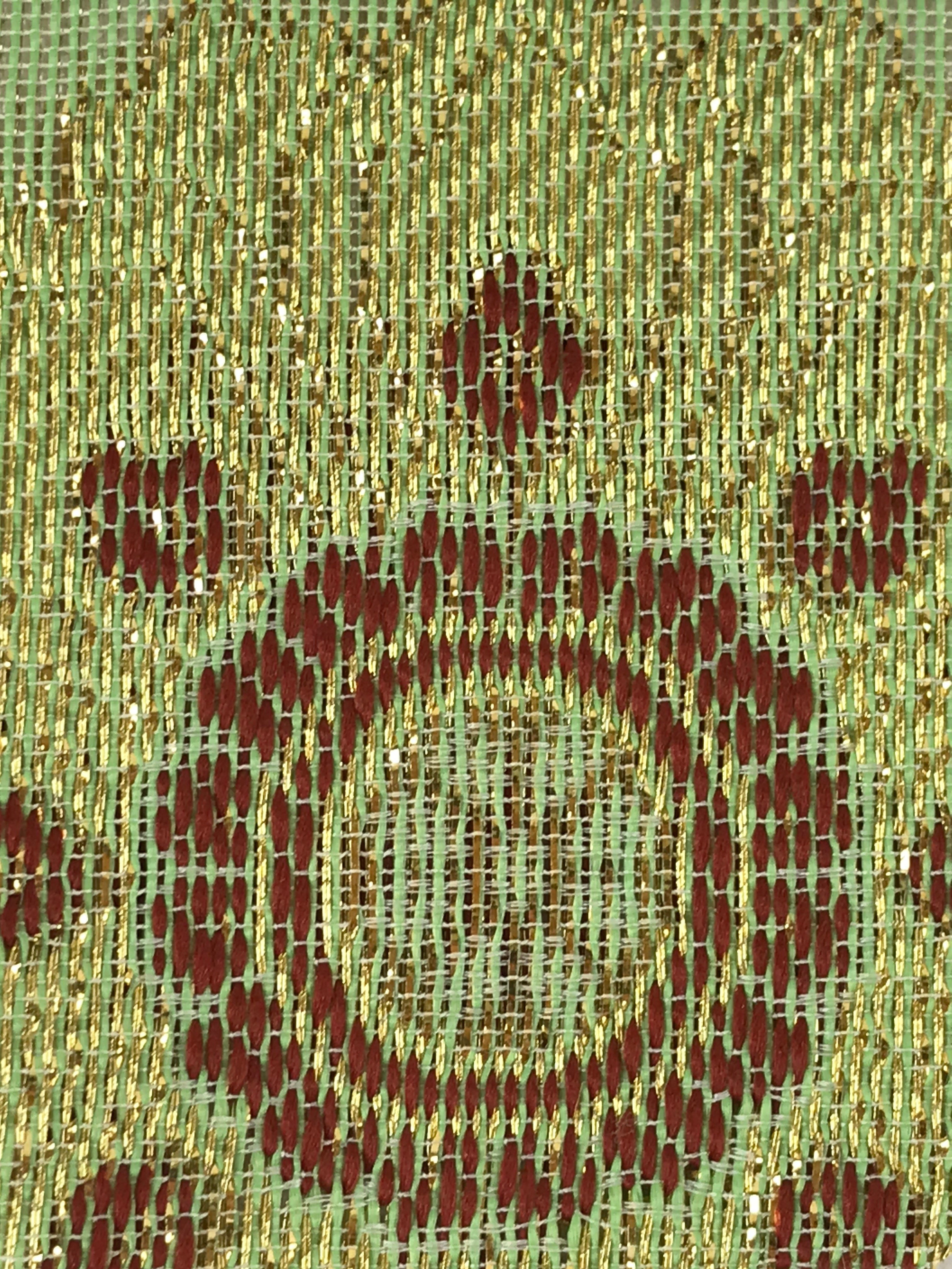 Japanese Buddhist Altar Silk Tablecloth Uchishiki Vtg Triangle Green Gold BA137