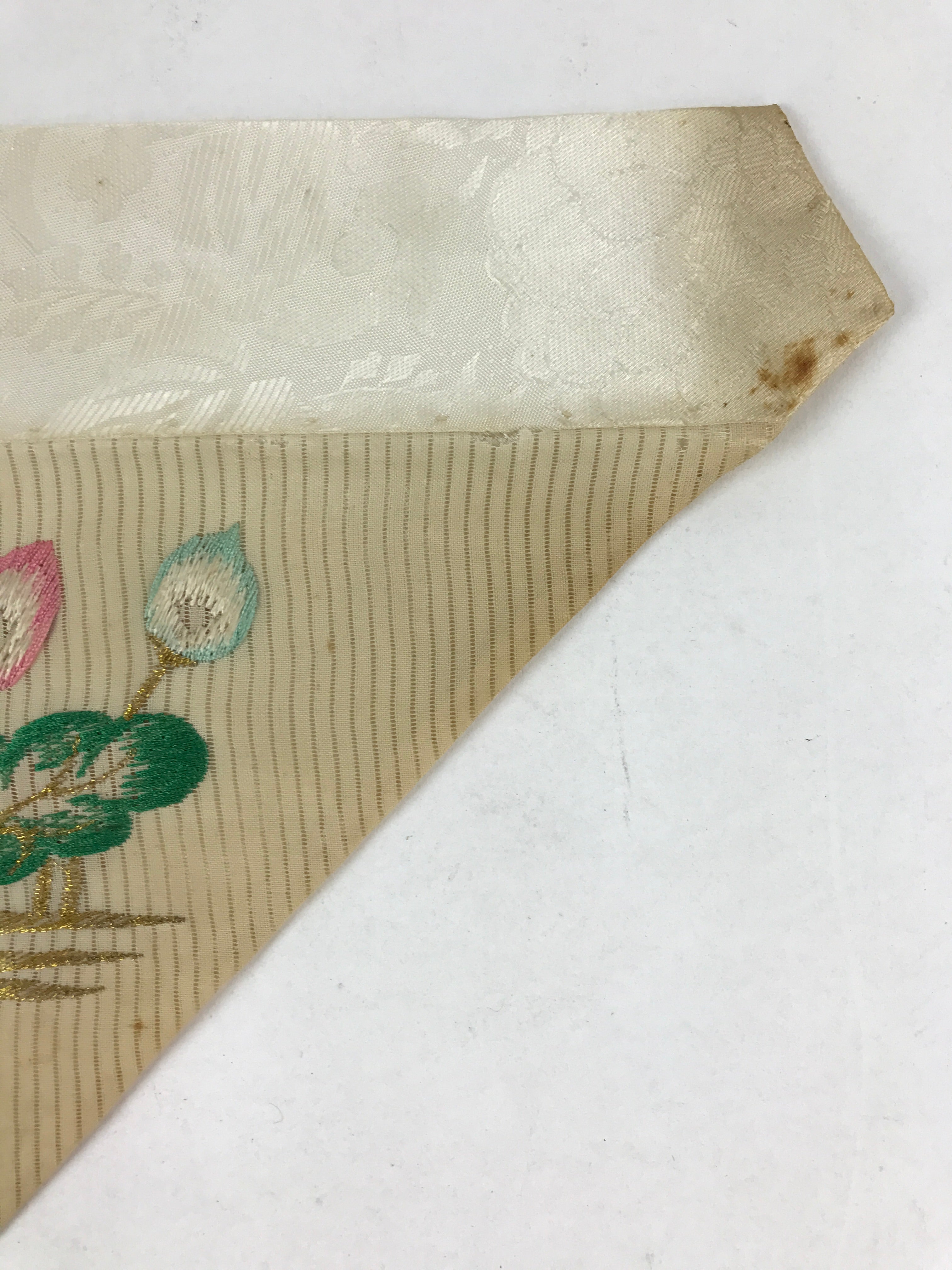 Japanese Buddhist Altar Silk Tablecloth Uchishiki Vtg Triangle Lotus Flower BA94