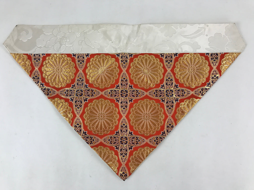 Japanese Buddhist Altar Silk Tablecloth Uchishiki Vtg Triangle Orange Gold BA98