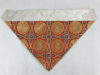 Japanese Buddhist Altar Silk Tablecloth Uchishiki Vtg Triangle Orange Gold BA98
