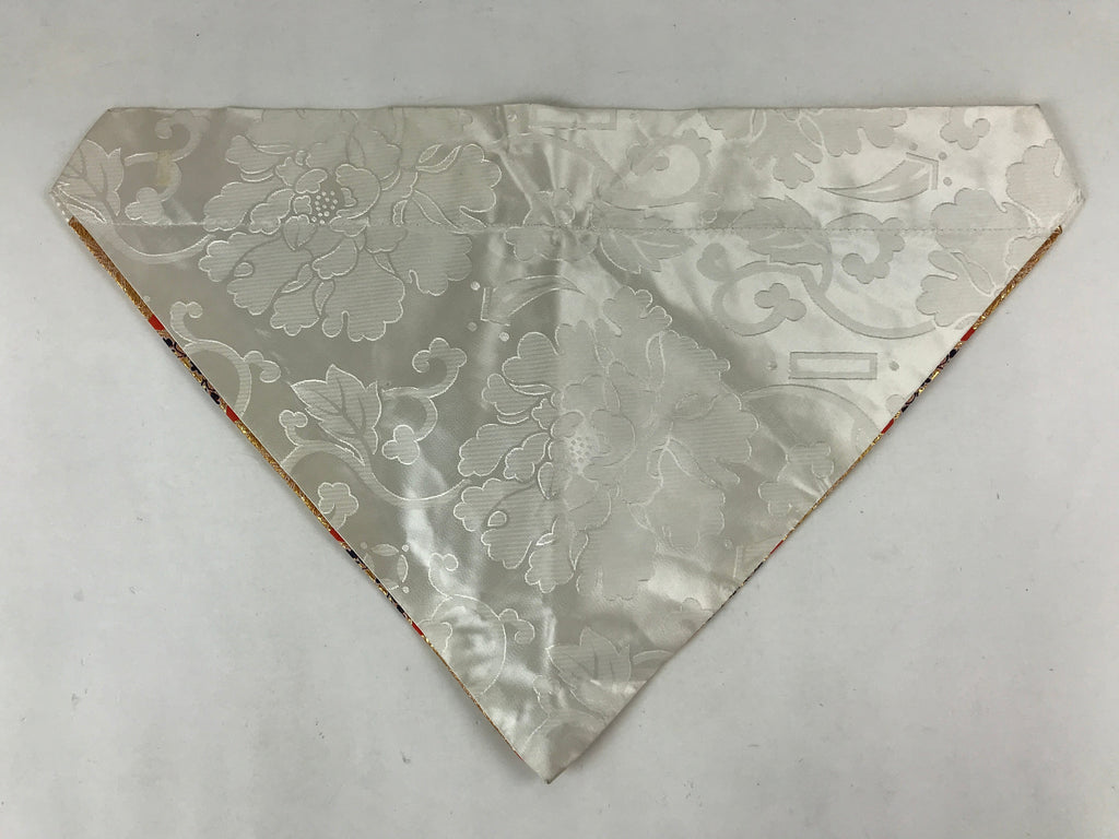 Japanese Buddhist Altar Silk Tablecloth Uchishiki Vtg Triangle Orange Gold BA98