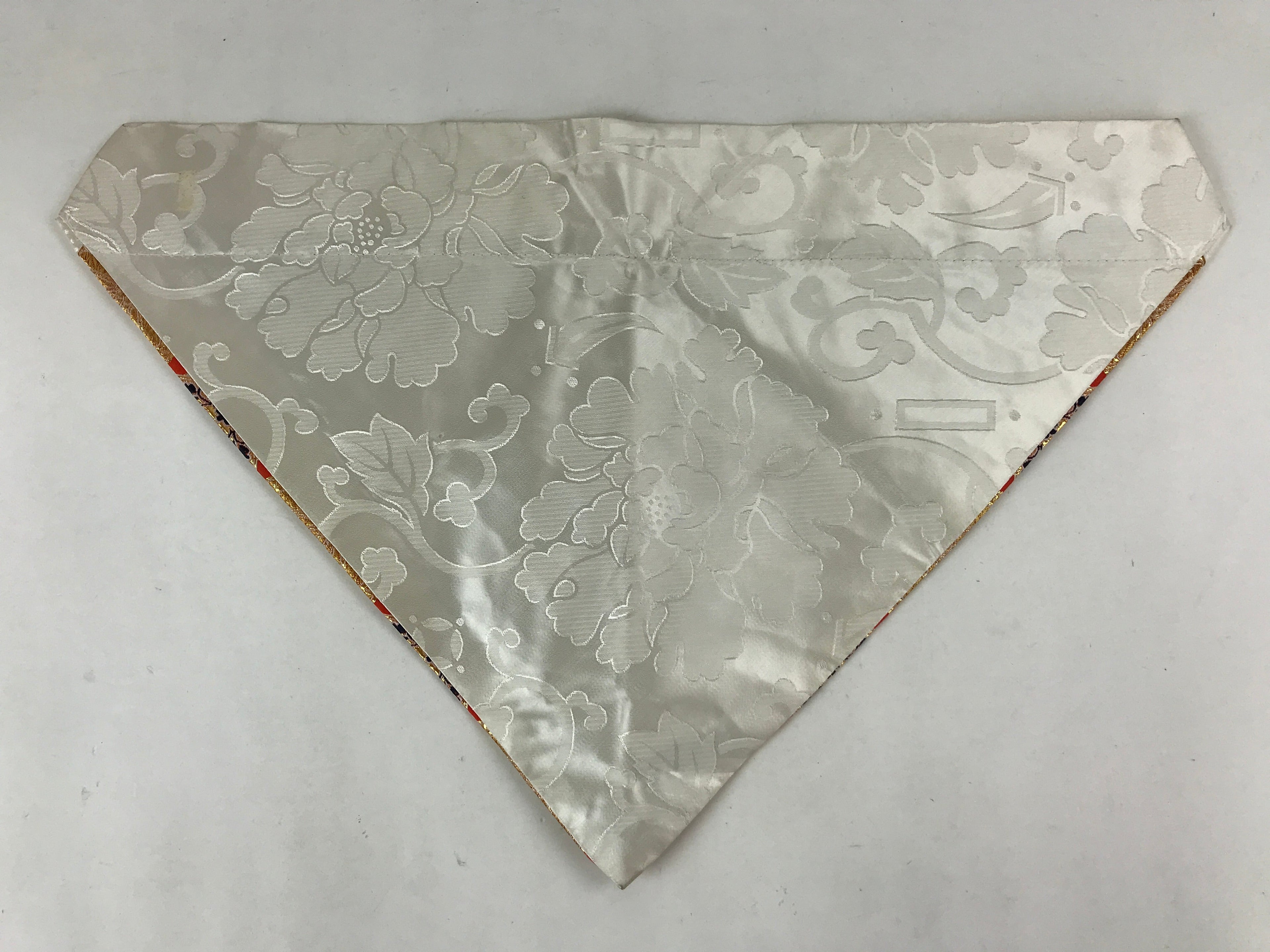 Japanese Buddhist Altar Silk Tablecloth Uchishiki Vtg Triangle Orange Gold BA98