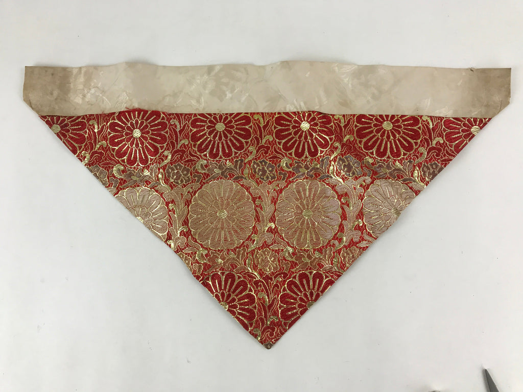 Japanese Buddhist Altar Silk Tablecloth Uchishiki Vtg Triangle Red Gold BA97