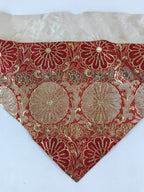 Japanese Buddhist Altar Silk Tablecloth Uchishiki Vtg Triangle Red Gold BA97