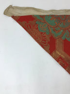 Japanese Buddhist Altar Silk Tablecloth Uchishiki Vtg Triangle Red Peony BA100