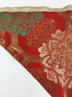 Japanese Buddhist Altar Silk Tablecloth Uchishiki Vtg Triangle Red Peony BA100
